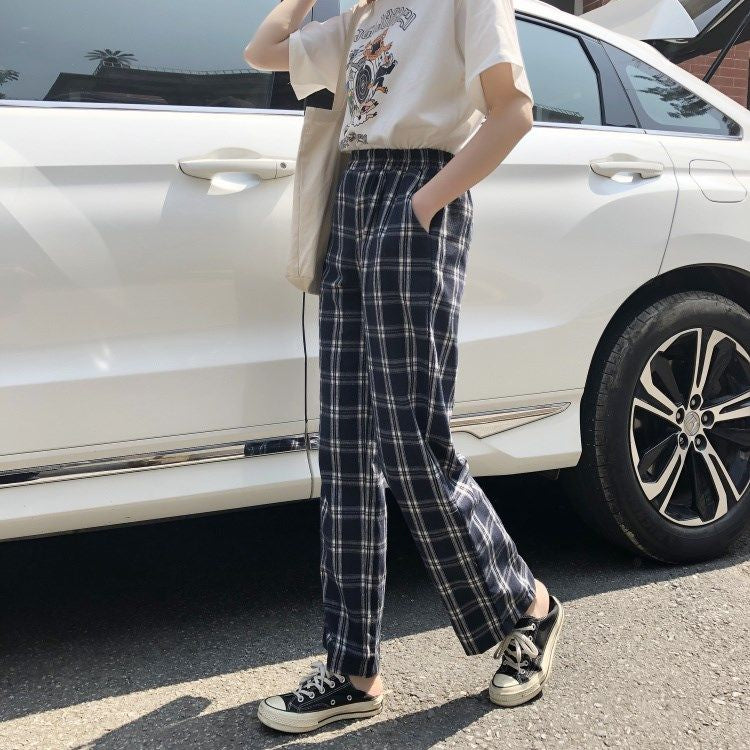 Plaid Straight Leg Pants