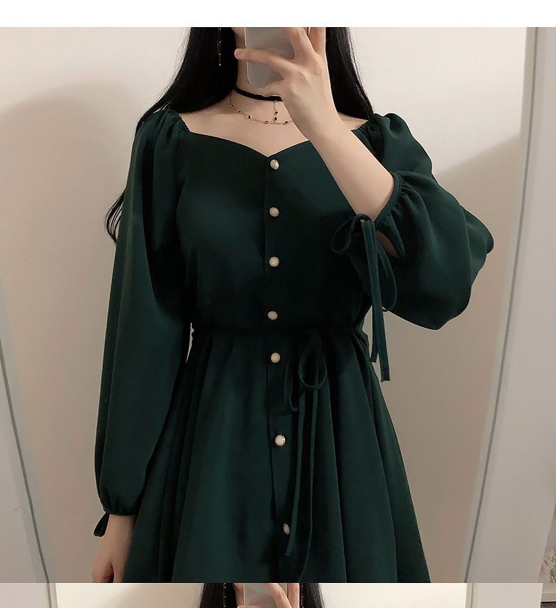 Long Sleeve Sweetheart Neckline Mini A-Line Dress