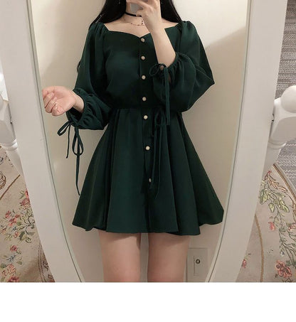 Long Sleeve Sweetheart Neckline Mini A-Line Dress