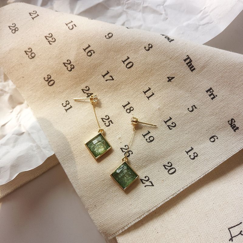 Rhinestone Resin Square Drop Earring