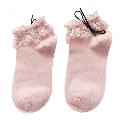 Set Of 3 Pairs: Lace Ruffle Socks