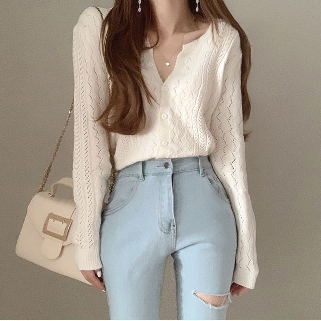 Plain Patterened Cardigan