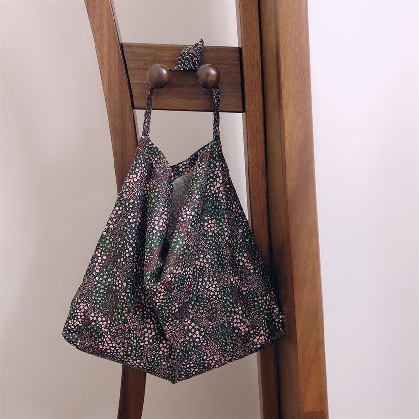 Floral Print Cotton Tote Bag