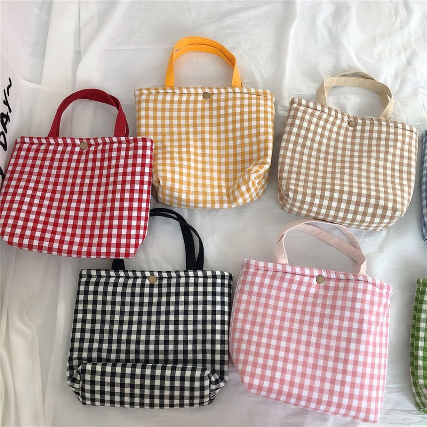 Gingham Canvas Lunch Bag