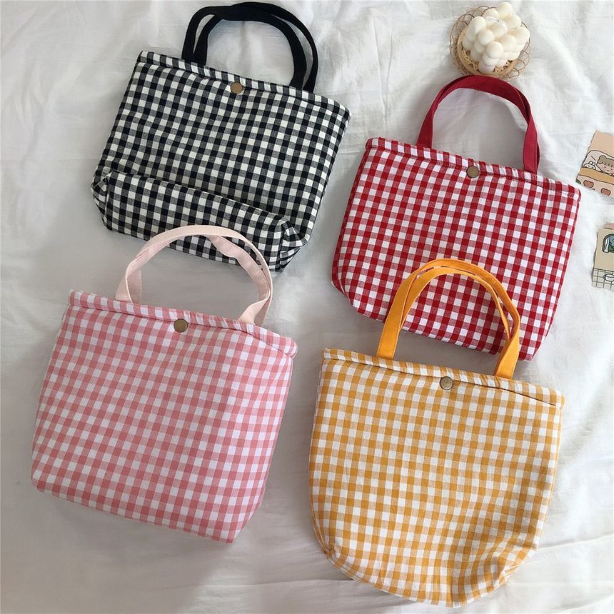 Gingham Canvas Lunch Bag