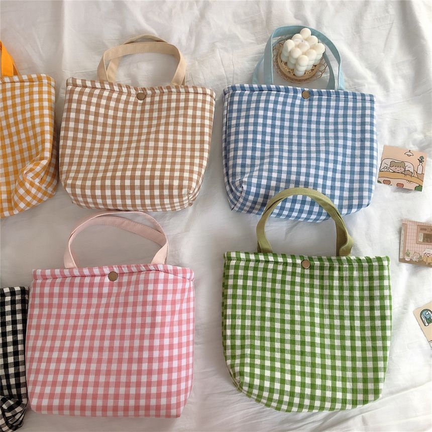 Gingham Canvas Lunch Bag