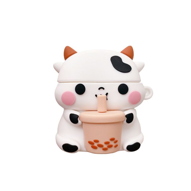 Cow Holding Bubble Tea AirPods Earphone Case Skin