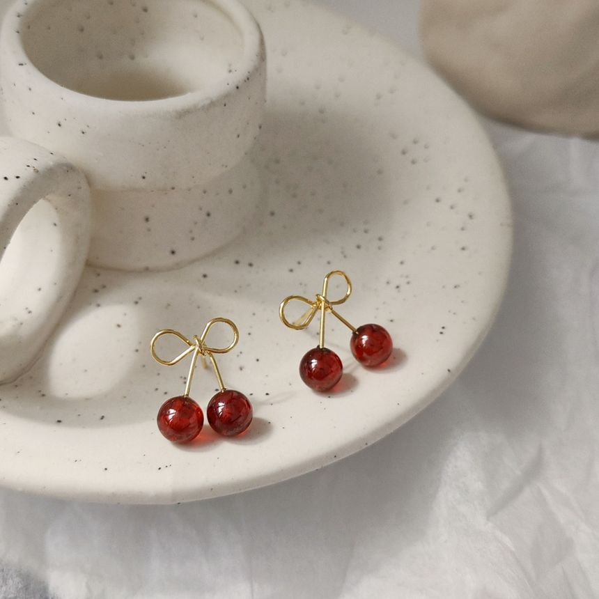 Sterling Silver Cherry Stud Earring