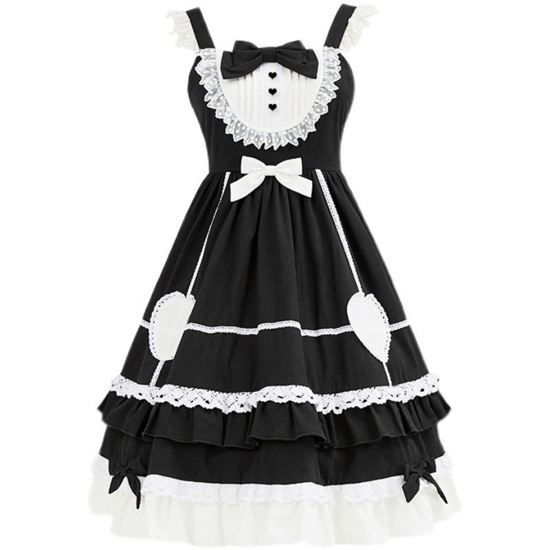 Lolita Lace Trim A-Line Overall Dress / Long-Sleeve Blouse / Petticoat Skirt / Headband / Set