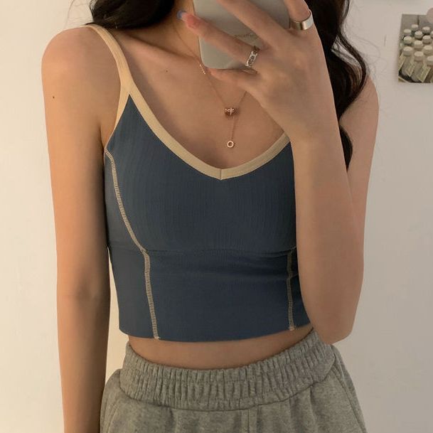 Contrast Trim Cropped Camisole Top