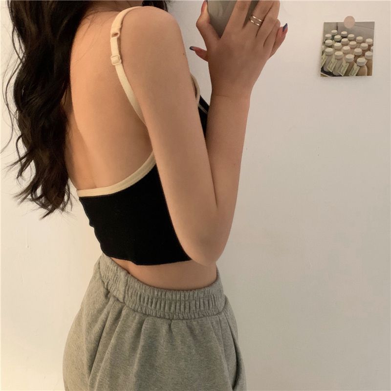 Contrast Trim Cropped Camisole Top