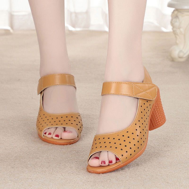 Cut-Out Block Heel Sandals