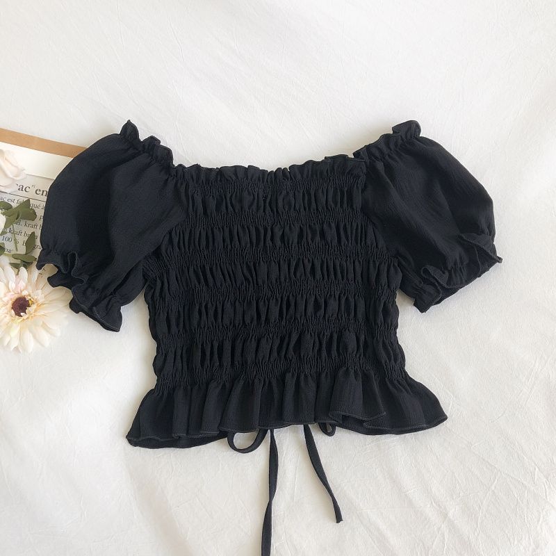 Off-Shoulder Drawstring Blouse