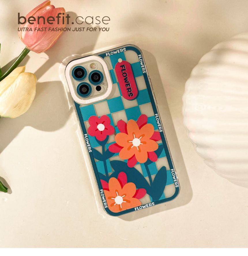 Flower Checker Transparent Phone Case