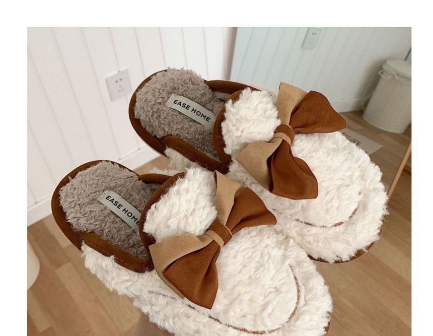 Bow Fleece Home Slippers