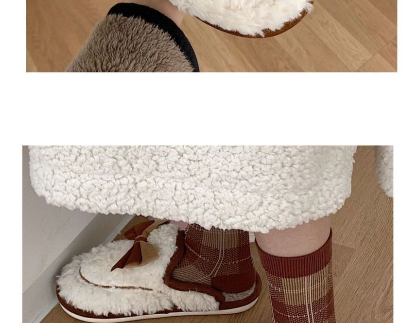 Bow Fleece Home Slippers