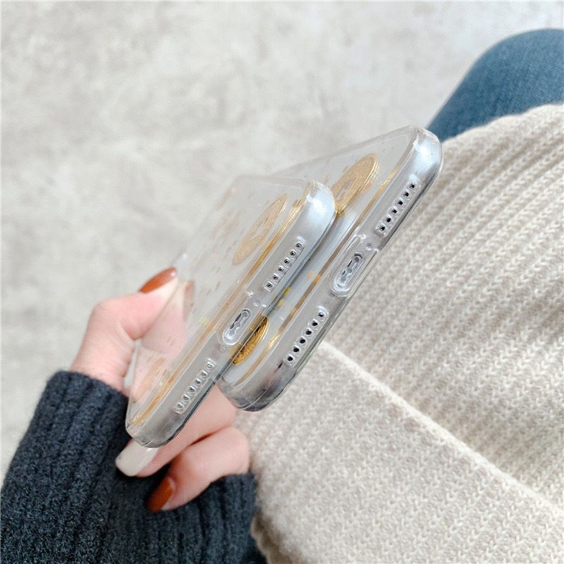 Chinese Characters Gold Leaf Transparent Phone Case