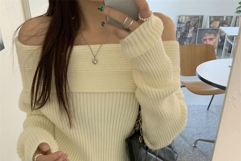 Off-Shoulder Ribbed Sweater