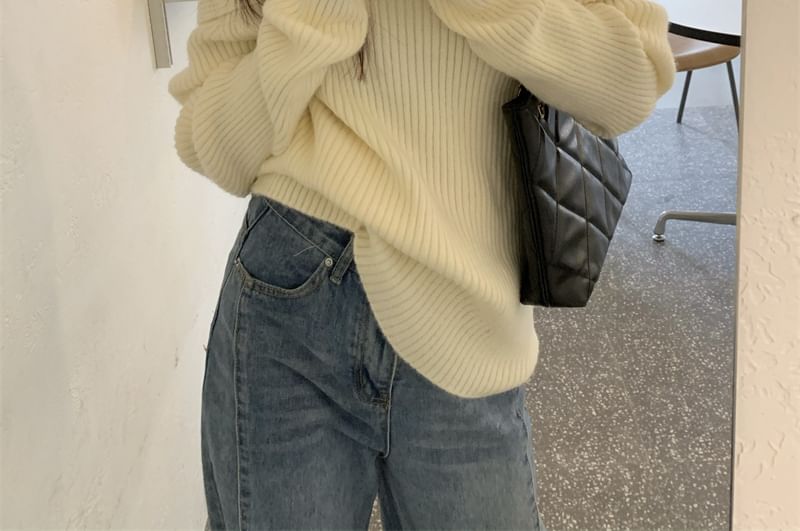 Off-Shoulder Ribbed Sweater