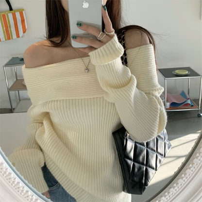 Off-Shoulder Ribbed Sweater