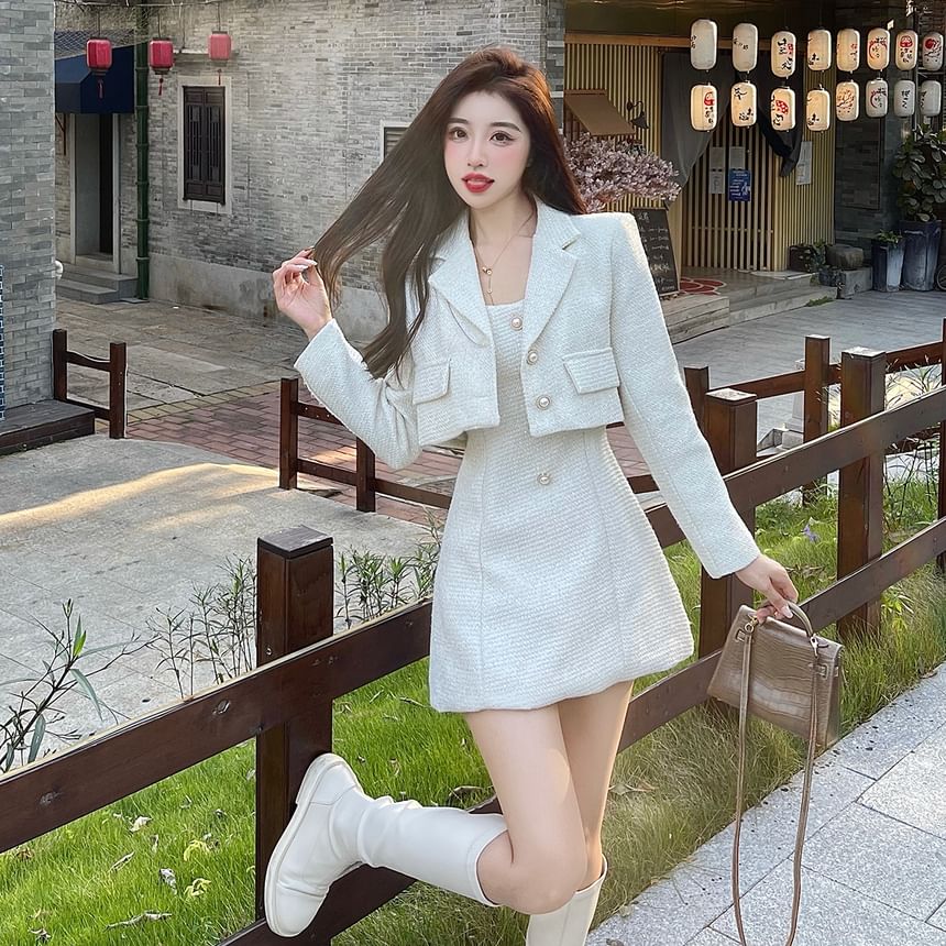 Set: Mini Tweed A-Line Dress + Cropped Blazer