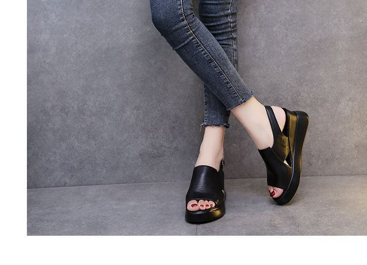 Platform Slingback Wedge-Heel Sandals Peep-Toe