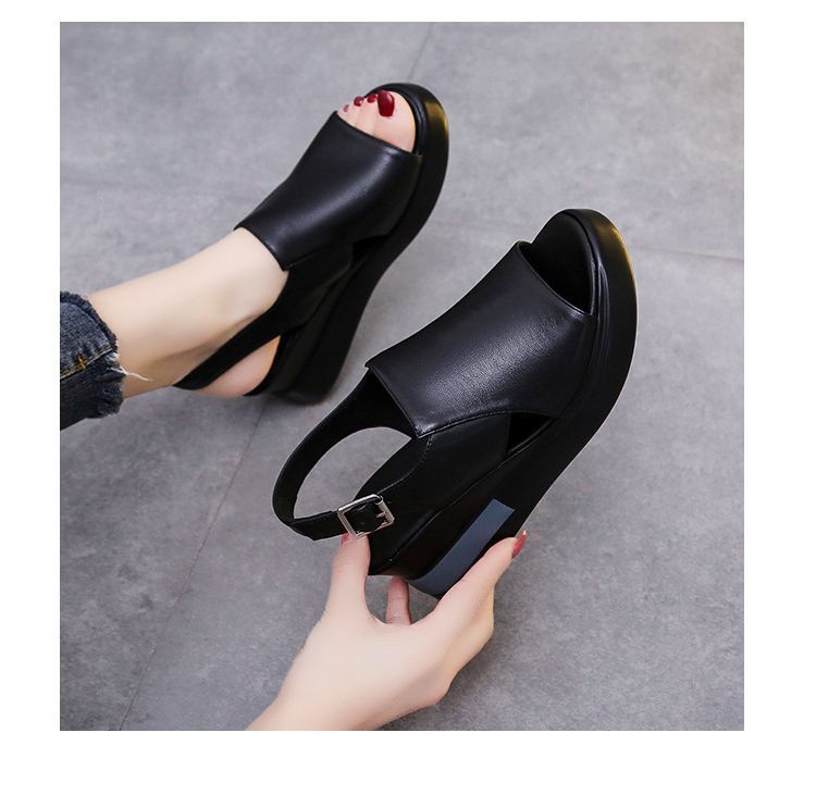 Platform Slingback Wedge-Heel Sandals Peep-Toe