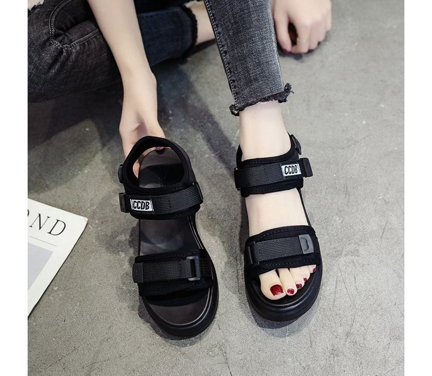 Adhesive Platform Strap Sandals Wedge Heel