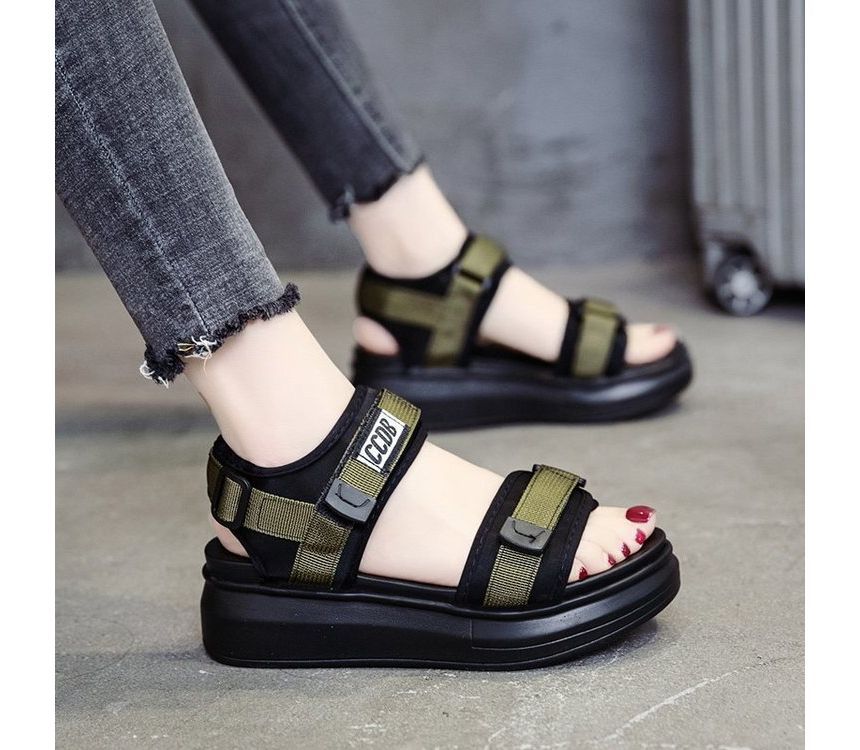 Adhesive Platform Strap Sandals Wedge Heel