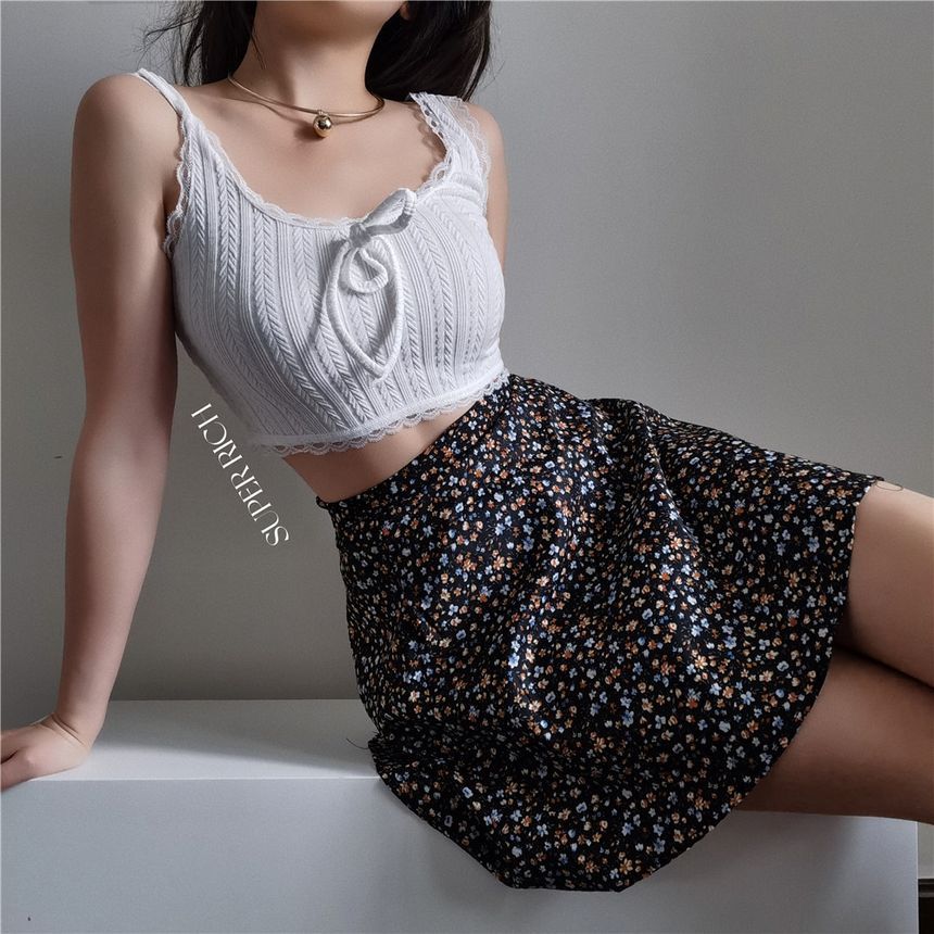 Print Mini Floral Skirt A-Line