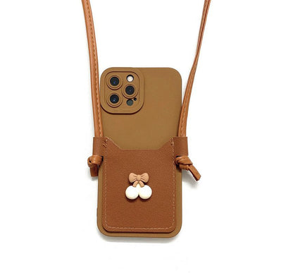 Bow Card Holder Crossbody Strap Phone Case