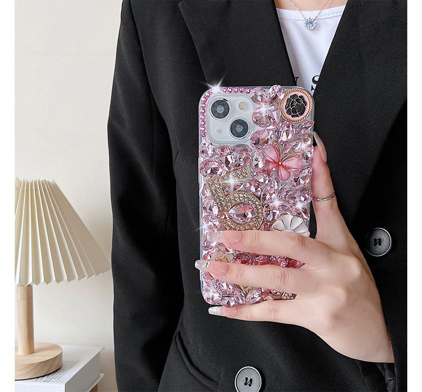 Numerical  Faux Crystal Phone Case