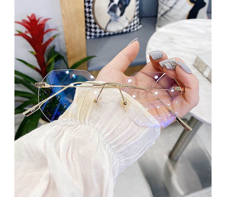 Filtering Rimless Light Blue Glasses