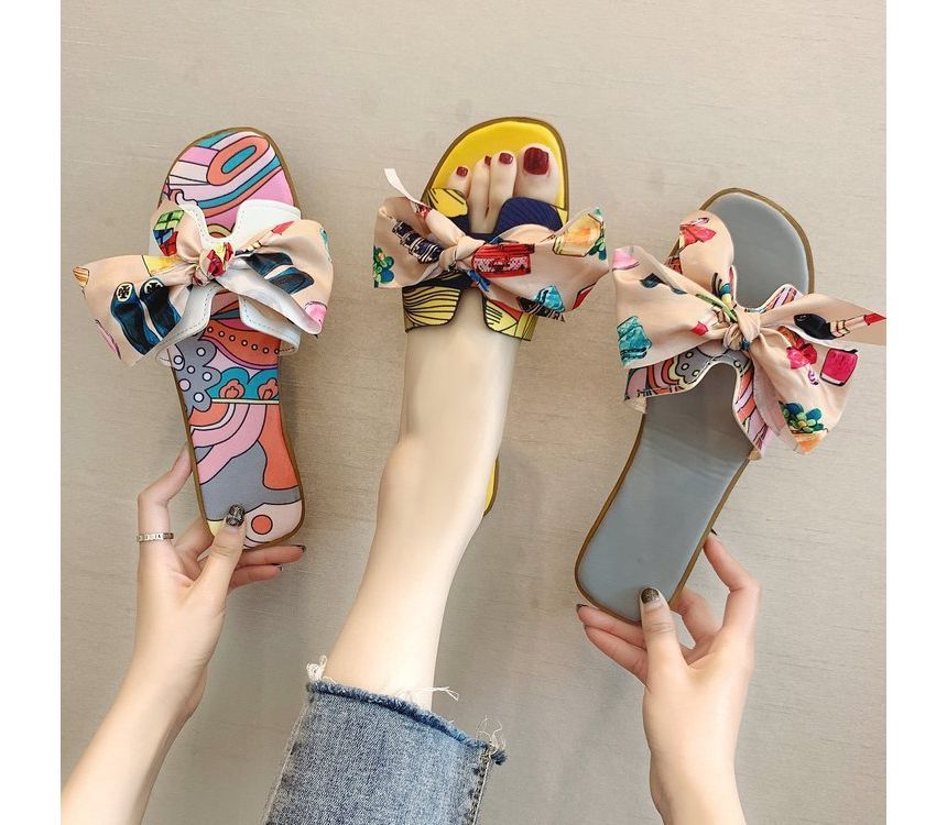 Ribbon Slide Flat Sandals