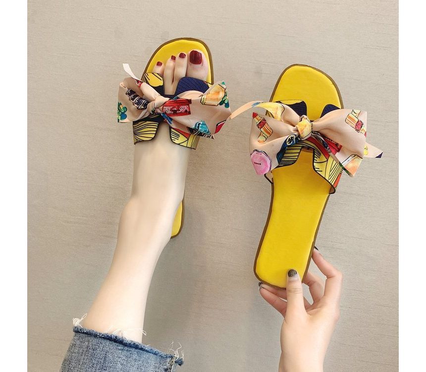 Ribbon Slide Flat Sandals