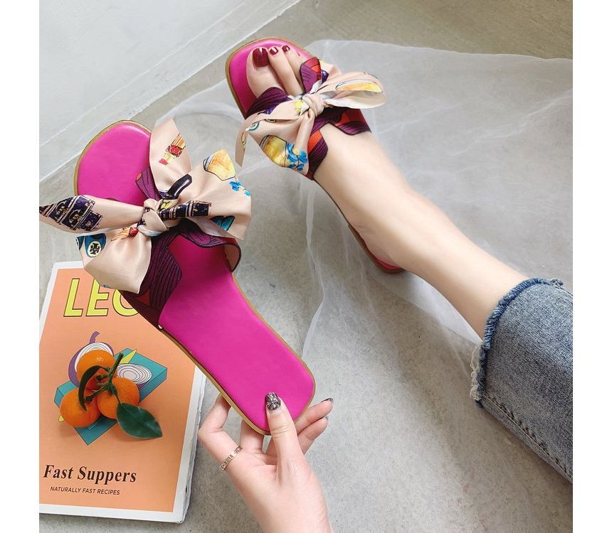 Ribbon Slide Flat Sandals