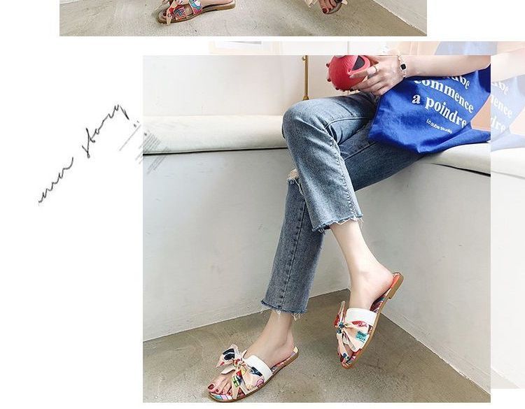 Ribbon Slide Flat Sandals