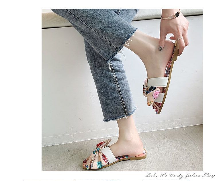 Ribbon Slide Flat Sandals