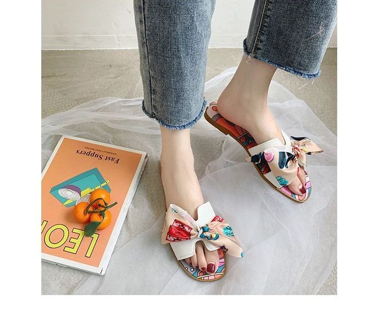 Ribbon Slide Flat Sandals