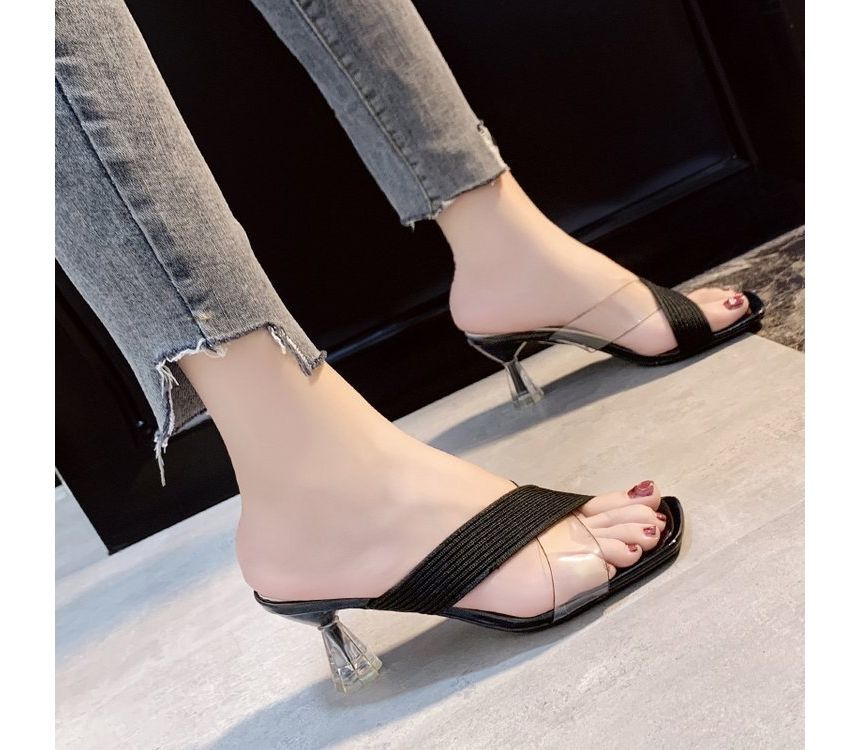 PVC Sandals Chunky-Heel Slide Panel
