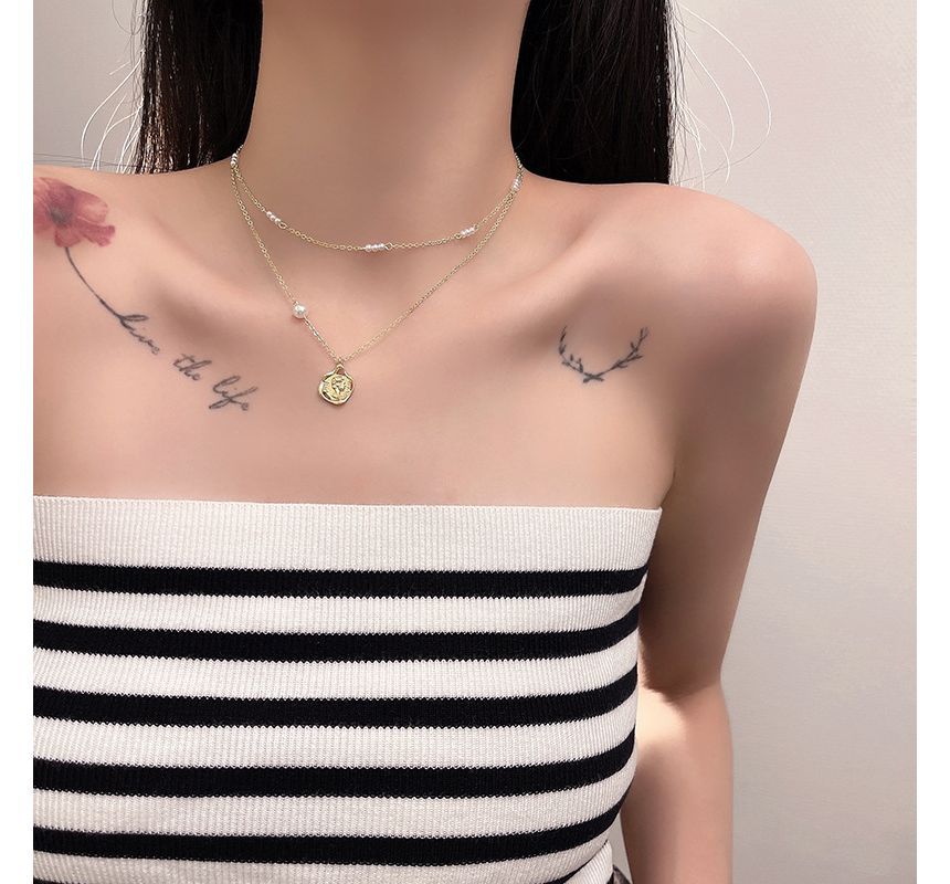 Pearl Faux Floral Necklace