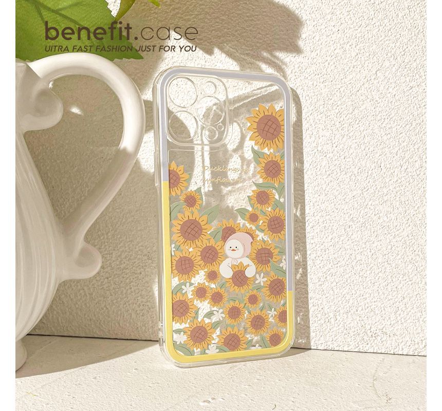 Duck Sunflower Transparent Phone Case