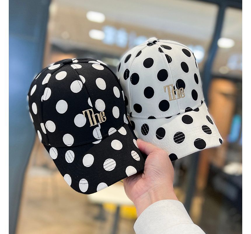 Embroidered Cap Lettering Baseball Polka Dot