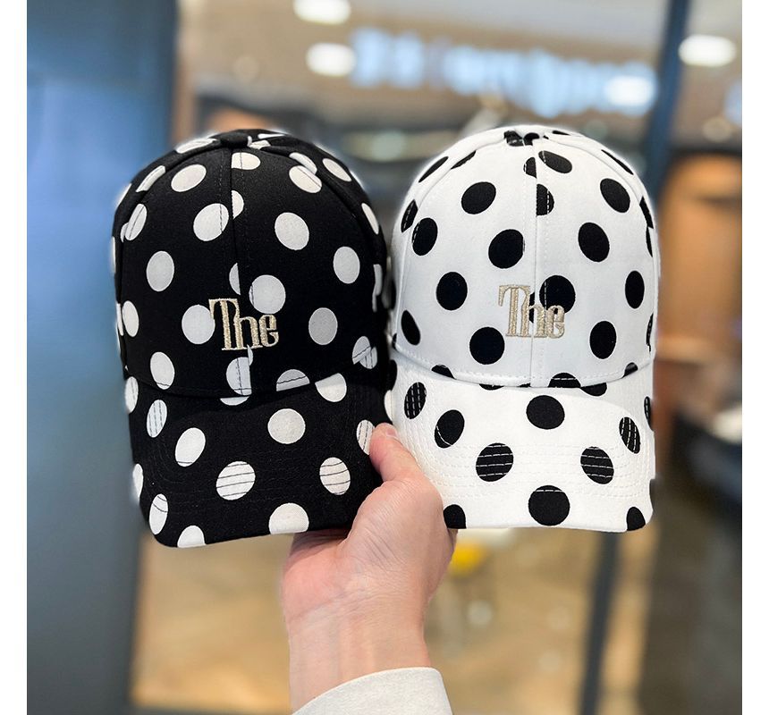 Embroidered Cap Lettering Baseball Polka Dot