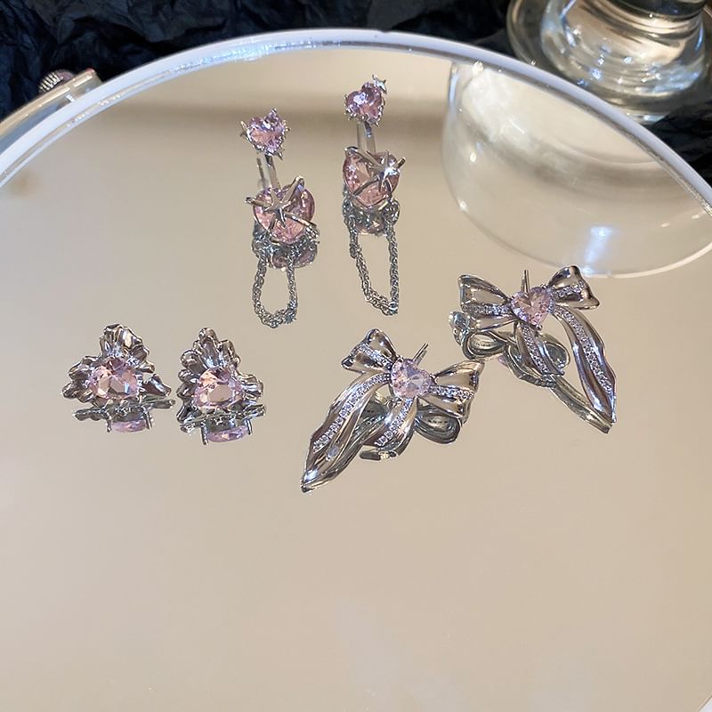 (various Rhinestone Heart Bow designs) Earring Alloy /