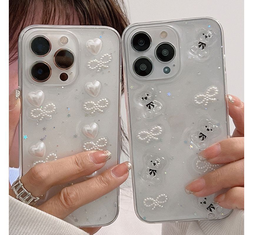 Case Phone Heart Transparent Bow Bear /