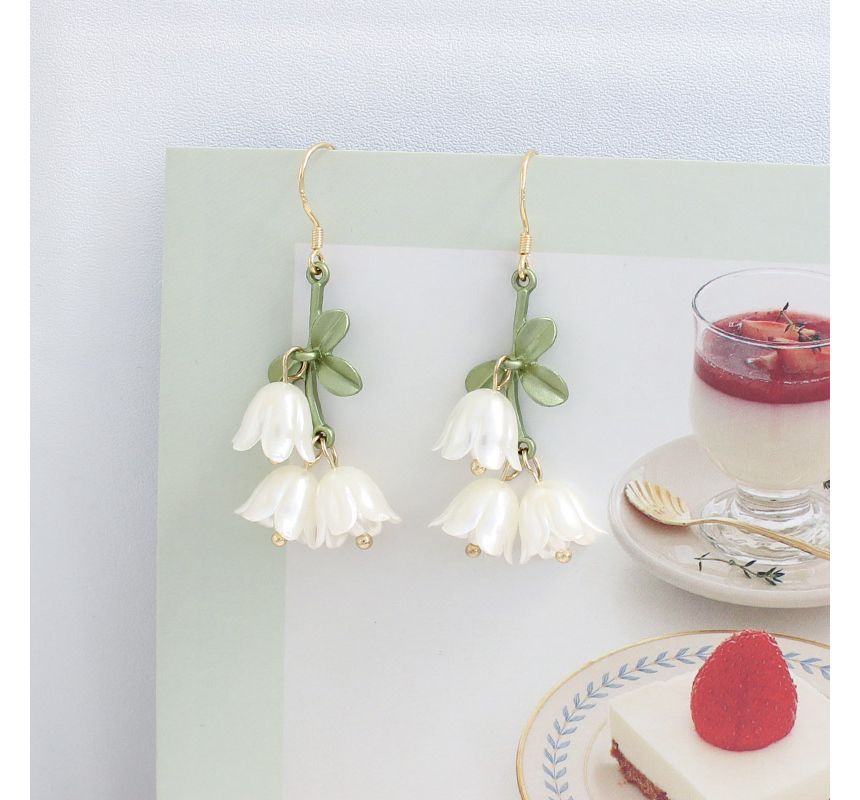 Faux Flower Alloy Pearl Earring Fringed