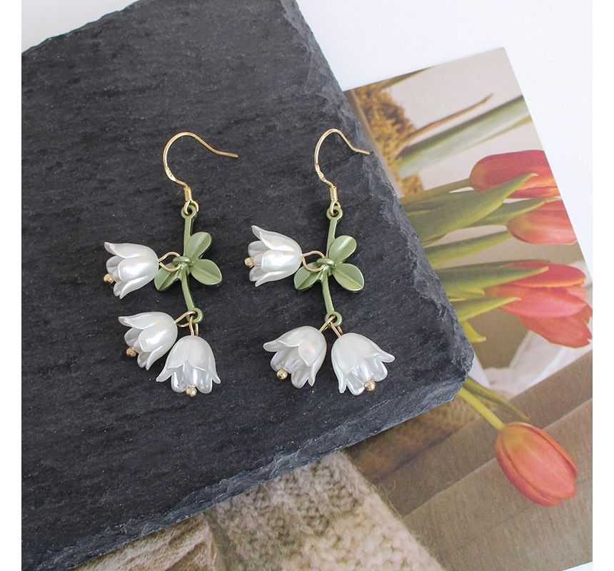 Faux Flower Alloy Pearl Earring Fringed