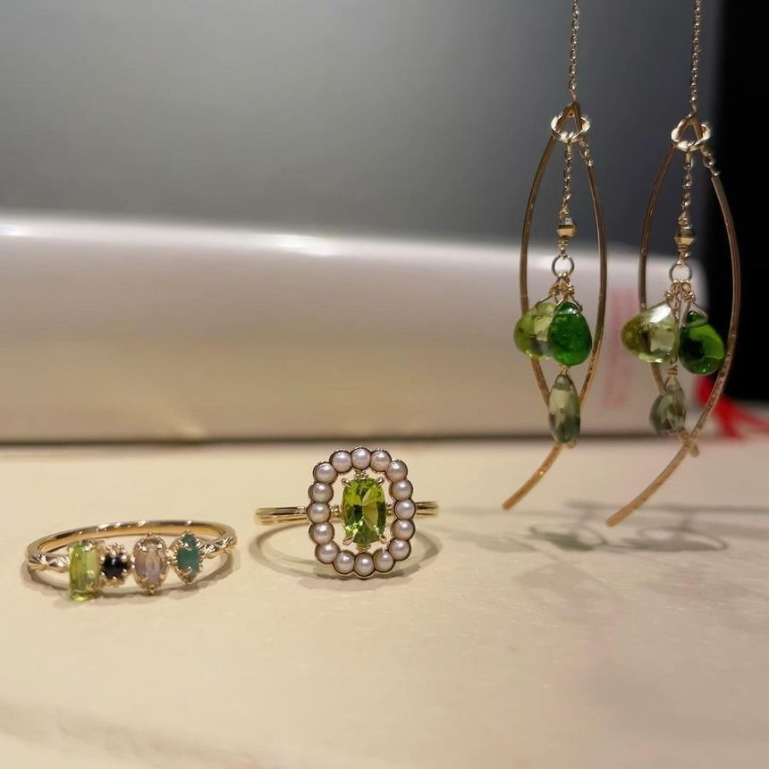 Curve Sterling Silver Fringed Earring / Faux Gemstone Sterling Silver Pendant