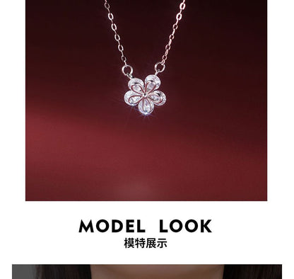 925 Sterling Silver Flower Necklace